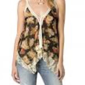 Miss Me Floral Laced Tank Vintage Style Worn Once
